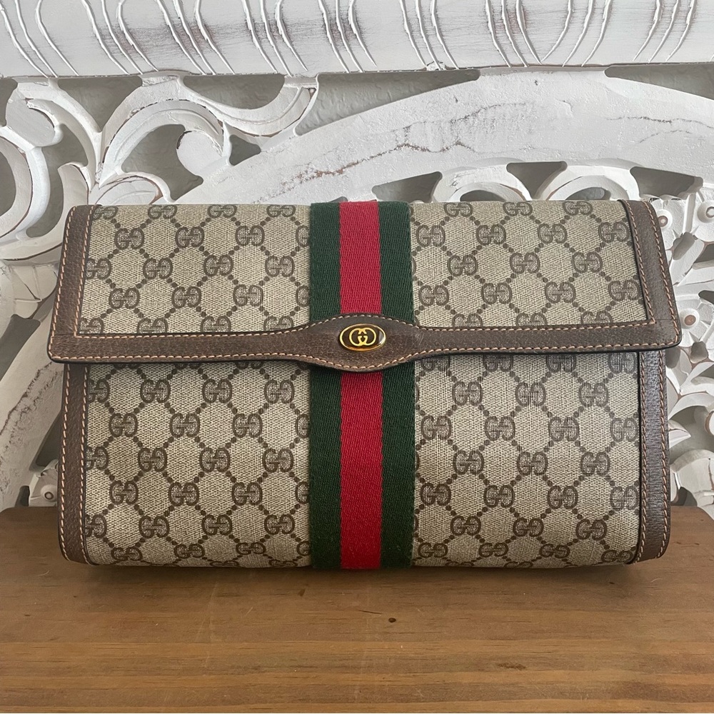 🔴SOLD🔴Gucci Ophidia Sherry Line Supreme GG Monogram Clutch Bag, - Picture 7 of 17